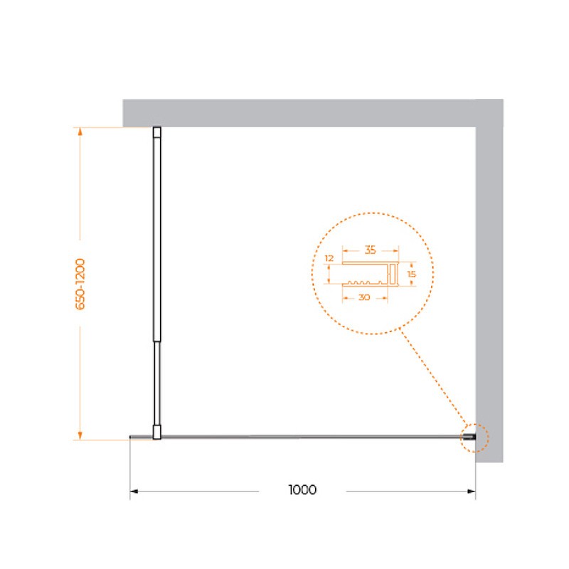 Душевая перегородка BelBagno Kraft 100 KRAFT-L-1-100-C-NERO