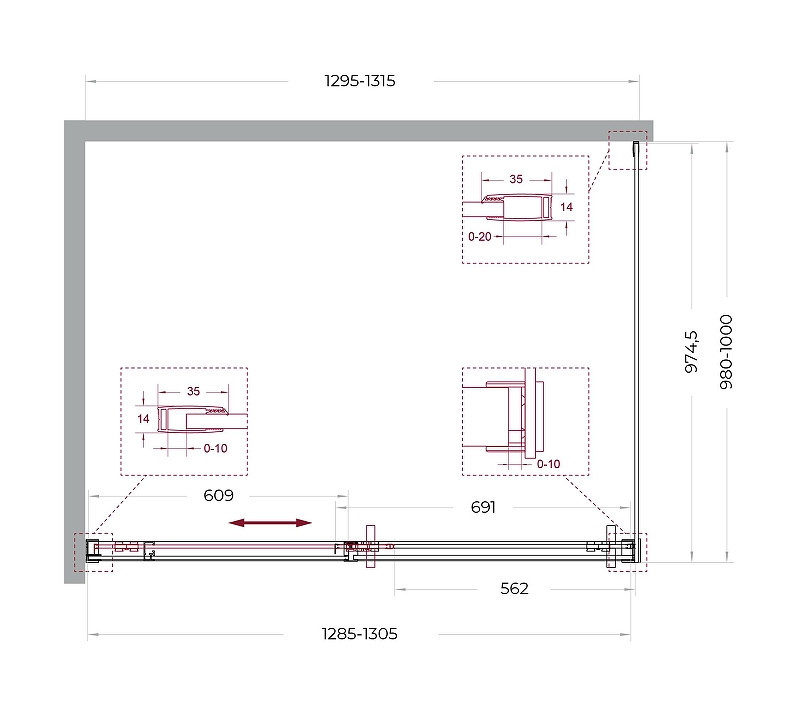 Душевой уголок BelBagno Soft Close-1 130x100 SOFT_CLOSE-1-AH-1-130/100-C-GM
