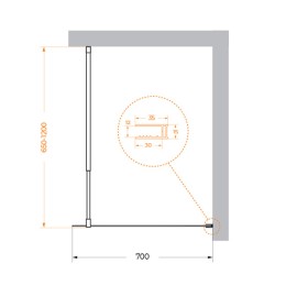 Душевая перегородка BelBagno Kraft 70 KRAFT-L-1-70-C-NERO