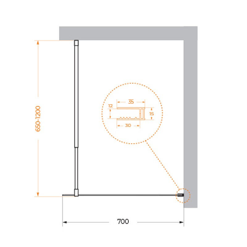 Душевая перегородка BelBagno Kraft 70 KRAFT-L-1-70-C-NERO