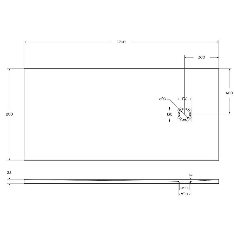 Душевой поддон из искусственного камня BelBagno Uno 170x80 TRAY-MR-UNO-AH-170/80-35-W-NO