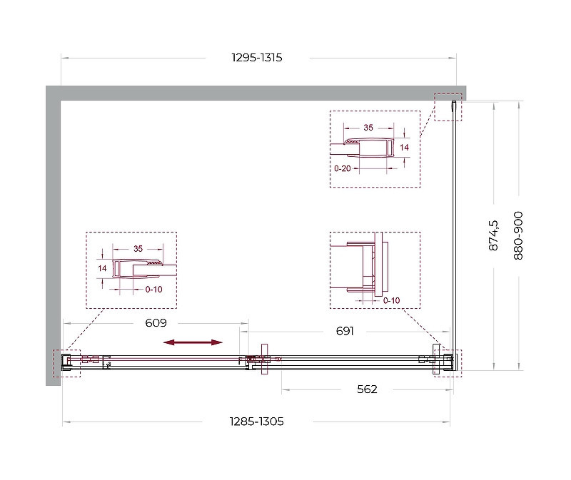Душевой уголок BelBagno Soft Close-1 130x90 SOFT_CLOSE-1-AH-1-130/90-C-GM