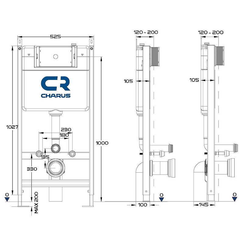Комплект унитаза BelBagno Uno BB3105CHR/SC с инсталляцией Charus City CR.200.21.01
