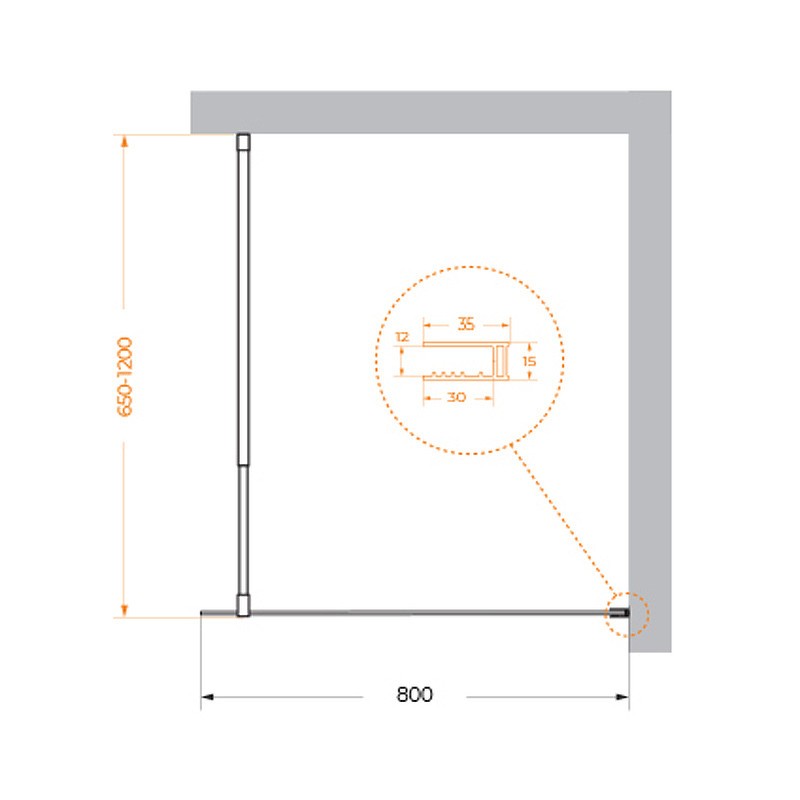 Душевая перегородка BelBagno Kraft 80 KRAFT-L-1-80-C-NERO