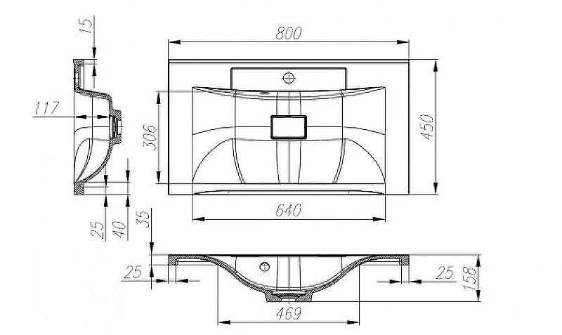 Раковина BelBagno 80 BB800/450-LV-MR-PR