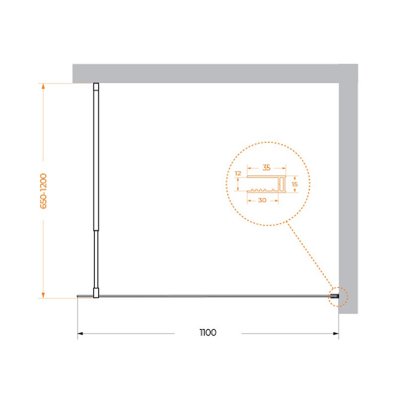 Душевая перегородка BelBagno Kraft 110 KRAFT-L-1-110-C-NERO