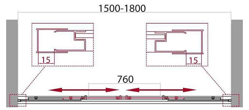 Душевая дверь BelBagno Unique 180 UNIQUE-BF-2-150/180-C-Cr