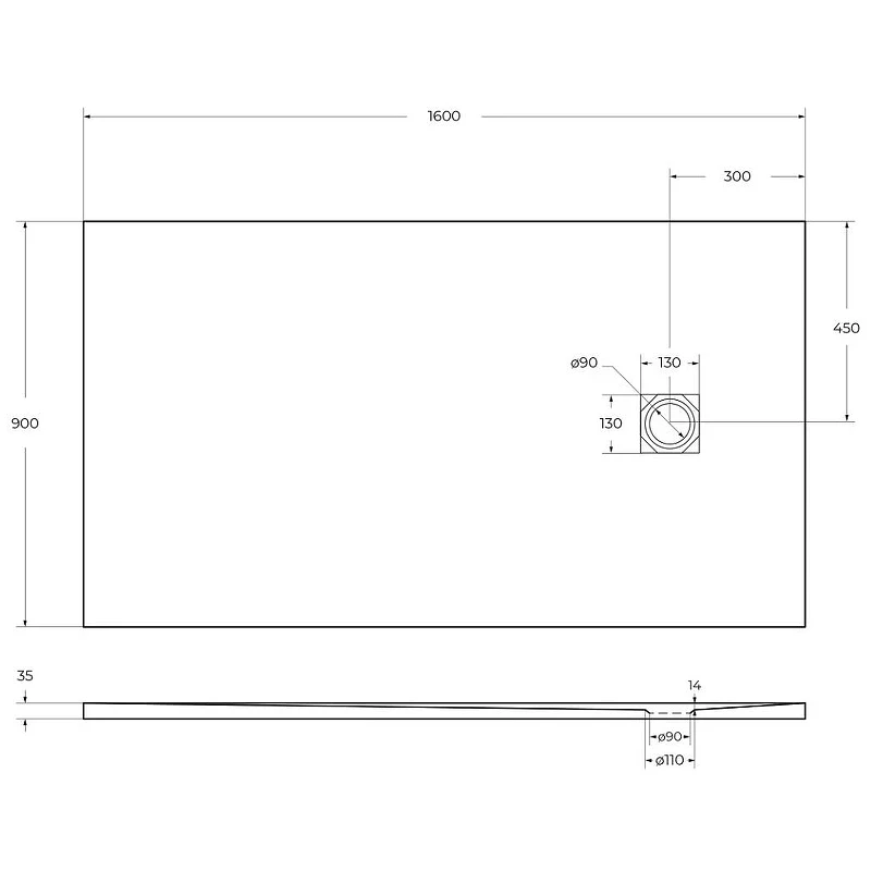 Душевой поддон из искусственного камня BelBagno Uno 160x90 TRAY-MR-UNO-AH-160/90-35-W-BO
