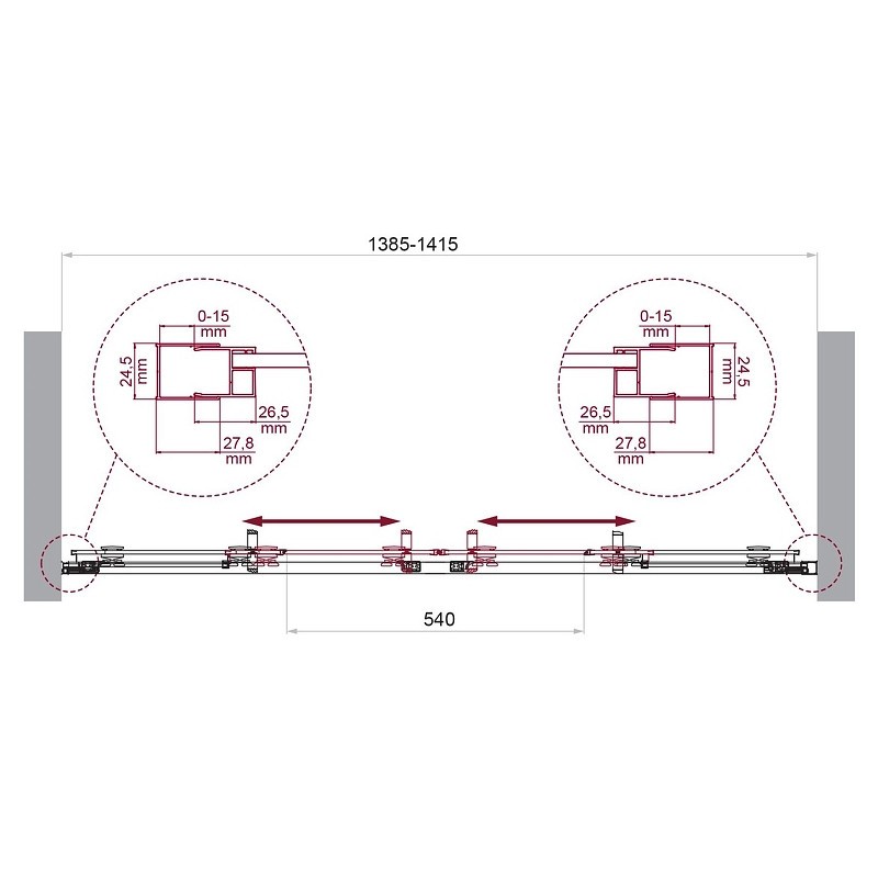 Душевая дверь BelBagno Luce 140 LUCE-BF-2-140-C-Cr