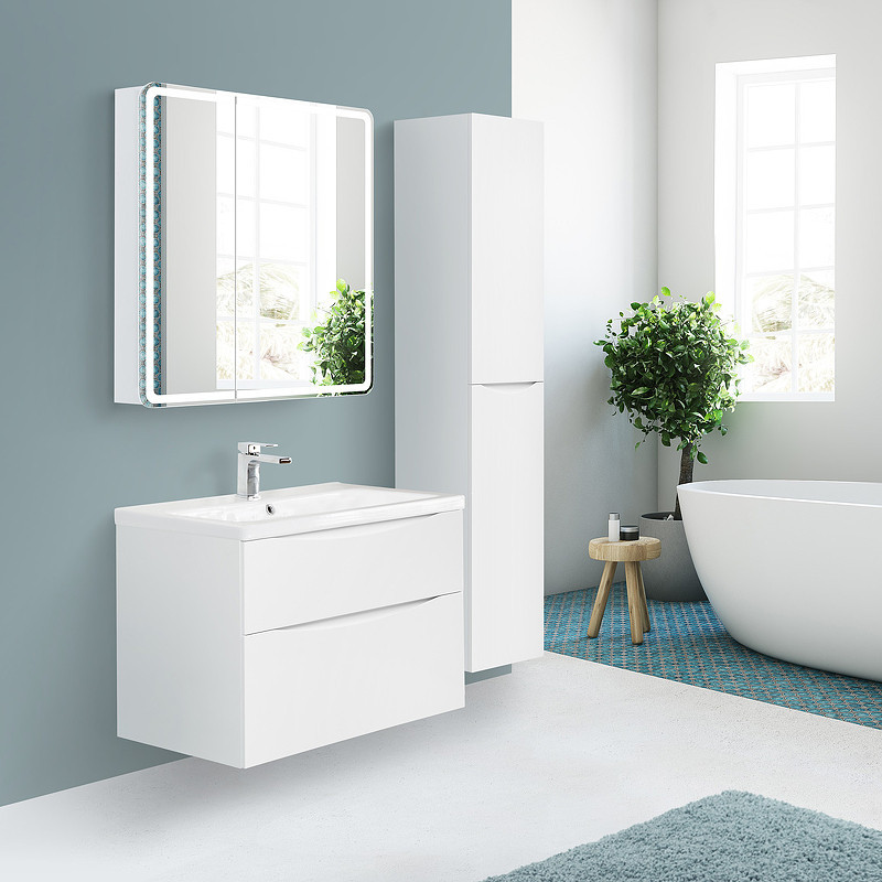 Зеркальный шкаф BelBagno Marino 80 SPC-MAR-800/800-2A-LED-TCH с подсветкой
