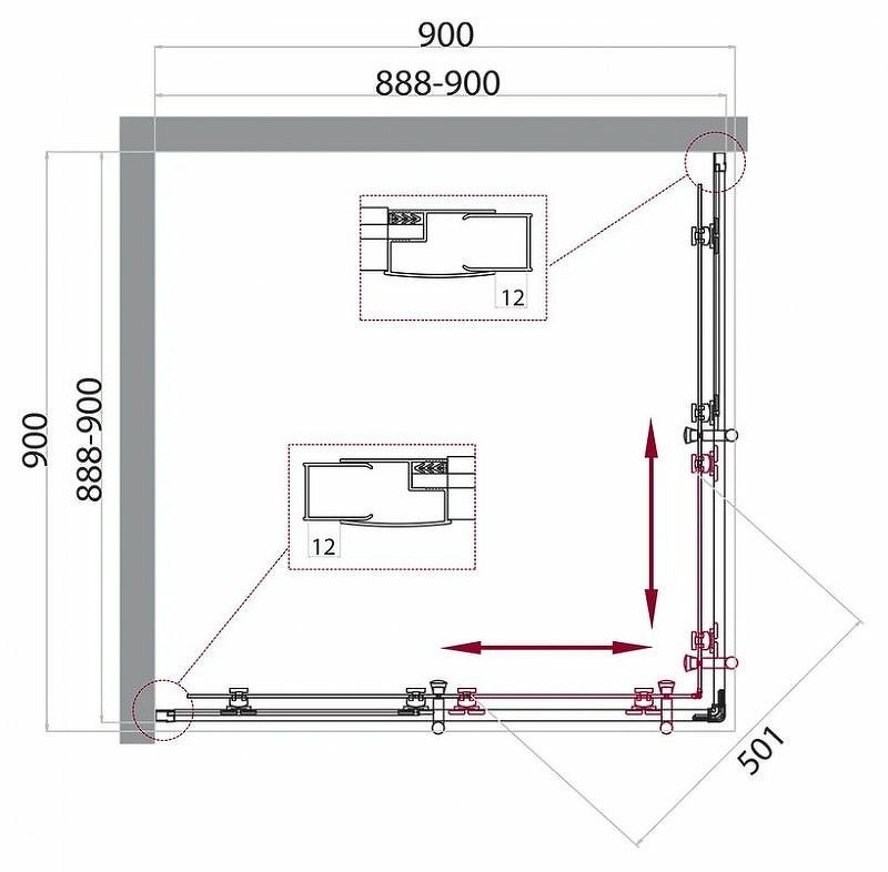 Душевой уголок BelBagno Uno 90х90 UNO-195-A-2-90-P-Cr