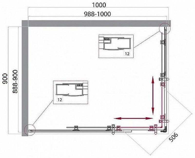 Душевой уголок BelBagno Uno 100х90 UNO-195-AH-2-100/90-C-Cr