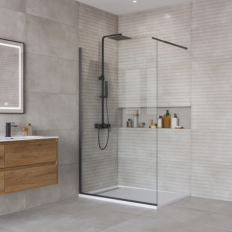 Душевая перегородка BelBagno Kraft 120 KRAFT-L-1-120-C-NERO