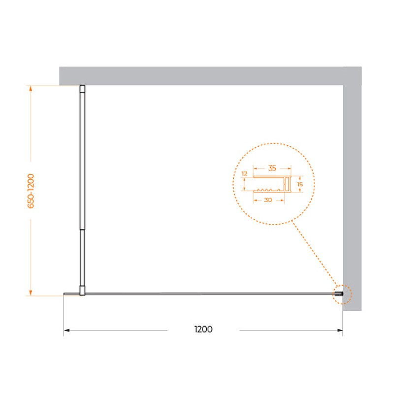 Душевая перегородка BelBagno Kraft 120 KRAFT-L-1-120-C-NERO