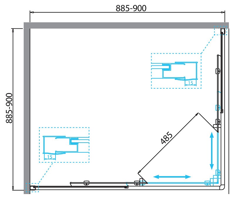 Душевой уголок BelBagno Due 90х90 DUE-A-2-90-C-Cr