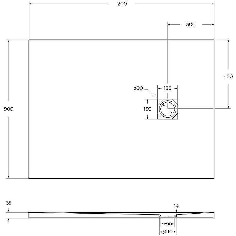Душевой поддон из искусственного камня BelBagno Uno 120x90 TRAY-MR-UNO-AH-120/90-35-W-CR