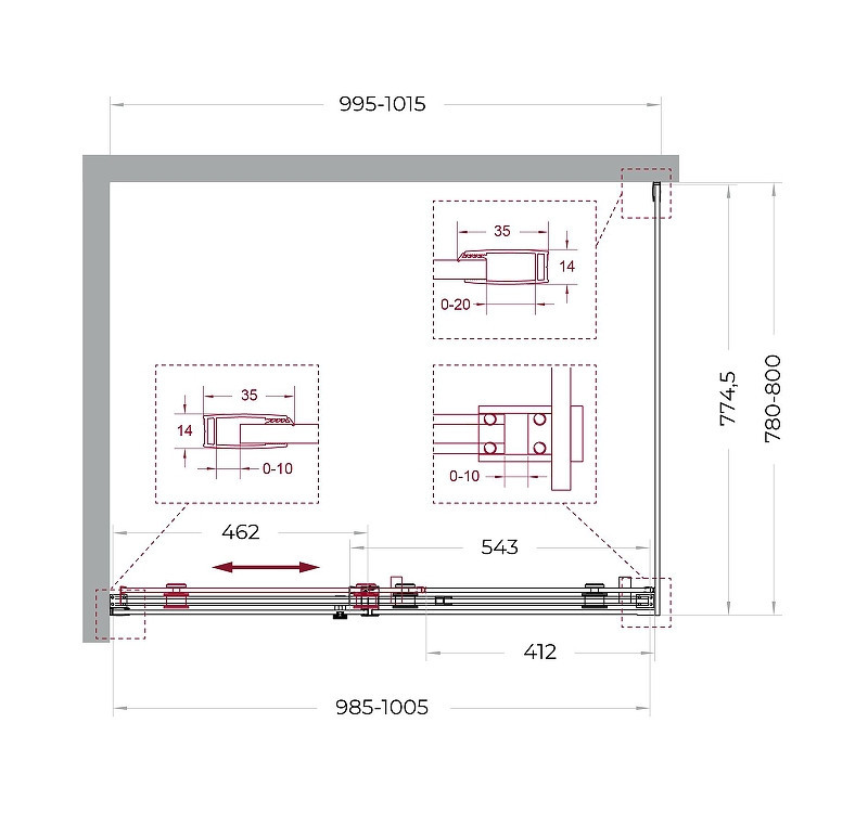 Душевой уголок BelBagno Soft Close-2 100x80 SOFT_CLOSE-2-AH-1-100/80-C-GM