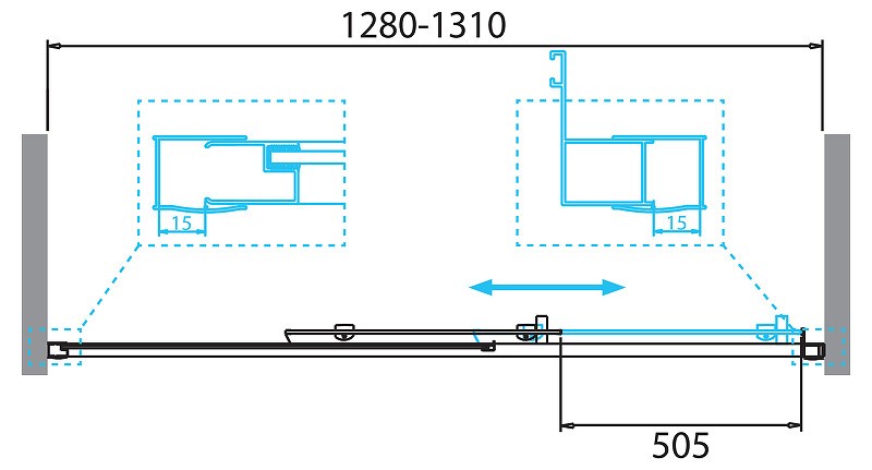 Душевая дверь BelBagno Due 130 DUE-BF-1-130-C-Cr