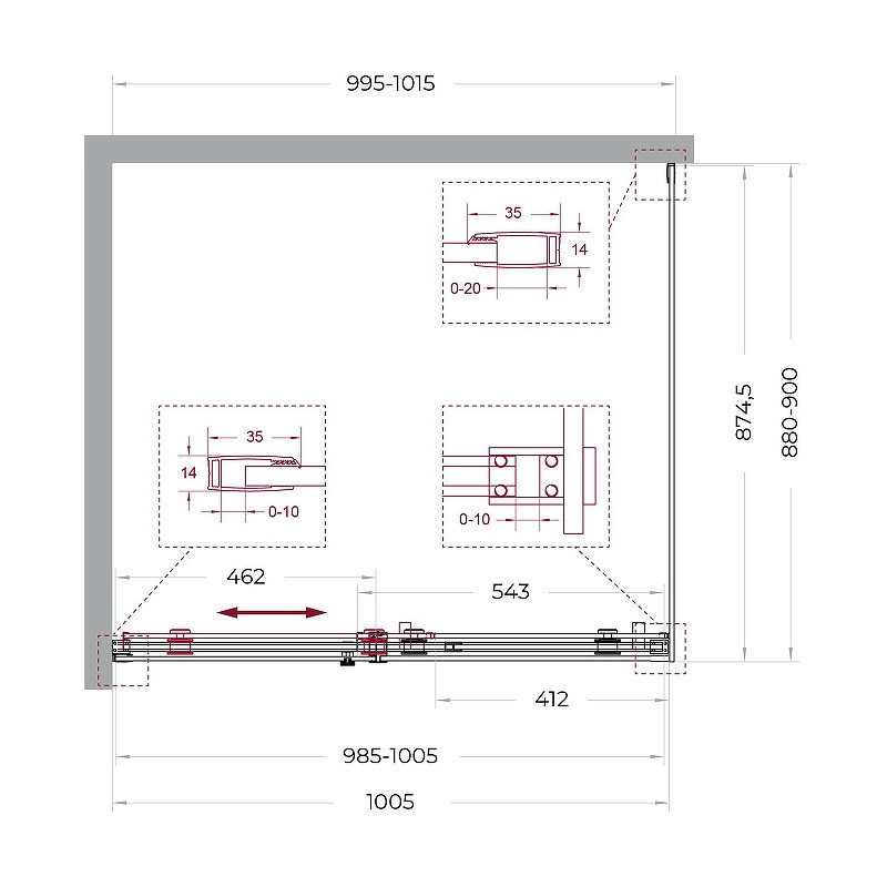 Душевой уголок BelBagno Soft Close-2 100x90 SOFT_CLOSE-2-AH-1-100/90-C-Cr