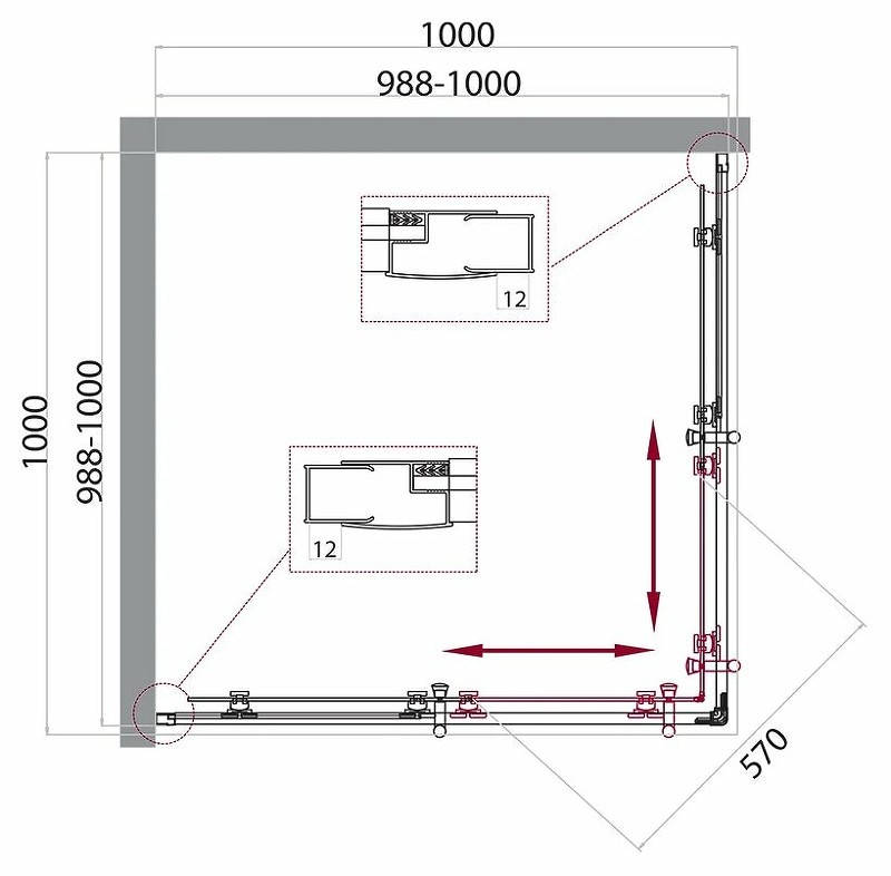 Душевой уголок BelBagno Uno 100х100 UNO-195-A-2-100-C-NERO