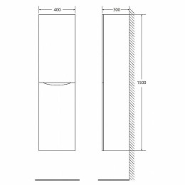 Шкаф пенал BelBagno Fly-Marino 40 R FLY-MARINO-1500-2A-SC-BO-P-R подвесной