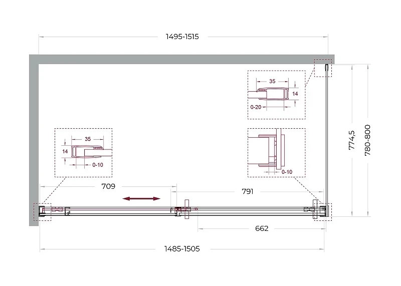 Душевой уголок BelBagno Soft Close-1 150x80 SOFT_CLOSE-1-AH-1-150/80-C-Cr