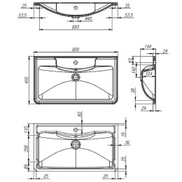 Раковина BelBagno 80 BB800/455-LV-ART-ALR-NERO