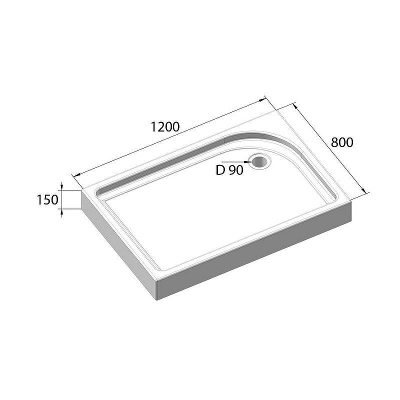 Акриловый поддон для душа BelBagno Tray 120x80 R TRAY-BB-AH-120/80-15-W-R