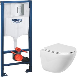 Комплект унитаза BelBagno Amanda BB051CHR+BB051SC с инсталляцией Grohe Rapid SL 38772001