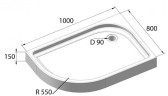 Акриловый поддон для душа BelBagno Tray 100x80 L TRAY-BB-RH-100/80-550-15-W-L