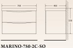 Тумба под раковину BelBagno Marino 75 MARINO-750-2C-SO-BL-P подвесная