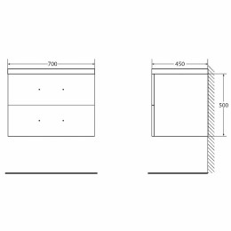 Тумба под раковину BelBagno Aurora 70 AURORA-700-2C-SO-RNN подвесная