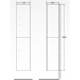 Шкаф пенал BelBagno Aurora 33 R AURORA-1600-2A-SC-PB-P-R подвесной