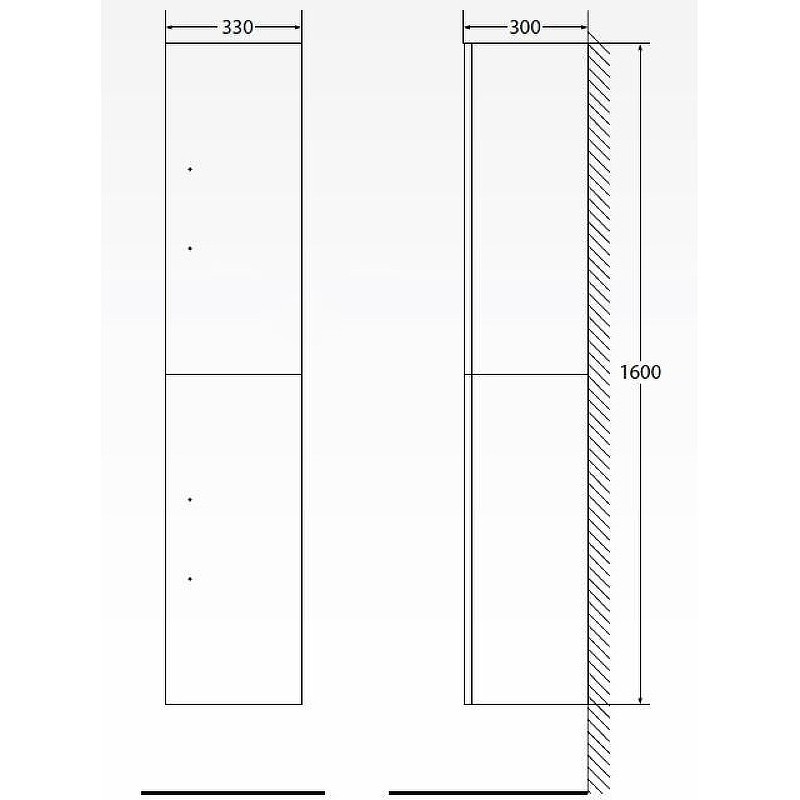 Шкаф пенал BelBagno Aurora 33 R AURORA-1600-2A-SC-PB-P-R подвесной