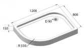 Акриловый поддон для душа BelBagno Tray 120x80x15 TRAY-BB-RH-120/80-550-15-W-R