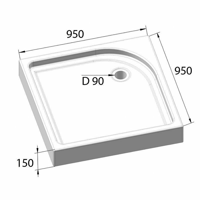 Акриловый поддон для душа BelBagno Tray 95х95 TRAY-BB-A-95-15-W
