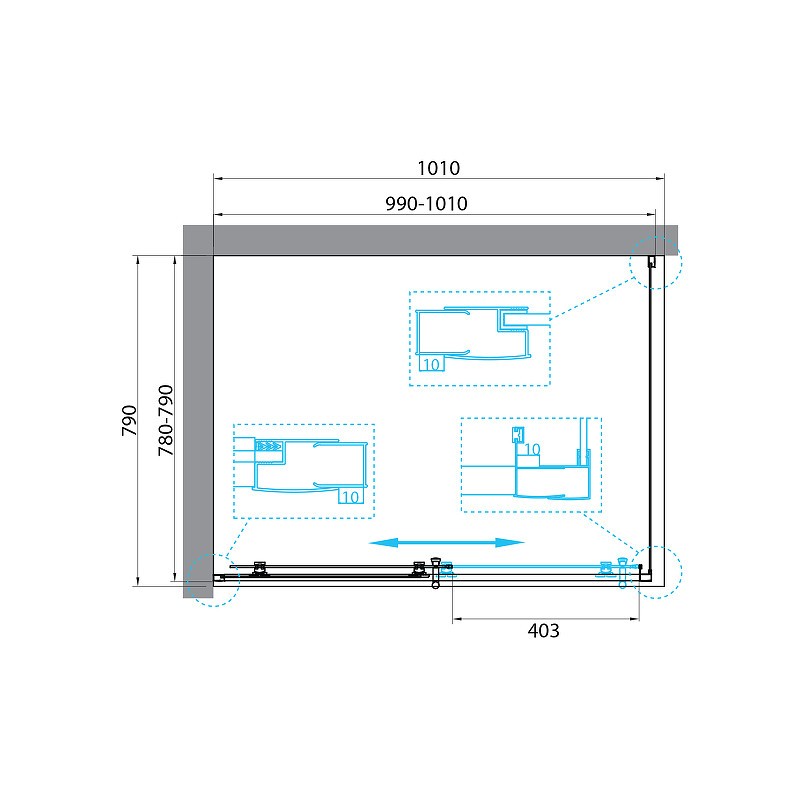 Душевой уголок BelBagno Uno 100х80 UNO-195-AH-1-100/80-C-Cr