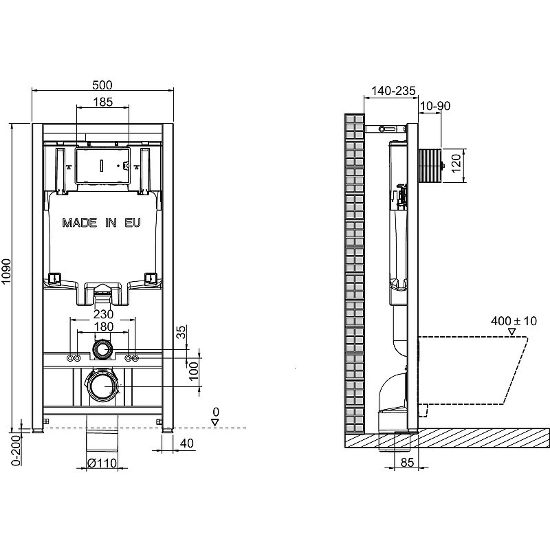 Комплект унитаза BelBagno Uno BB3105CHR/SC с сиденьем Микролифт и инсталляцией Jacob Delafon E29025-NF+E4316-CP