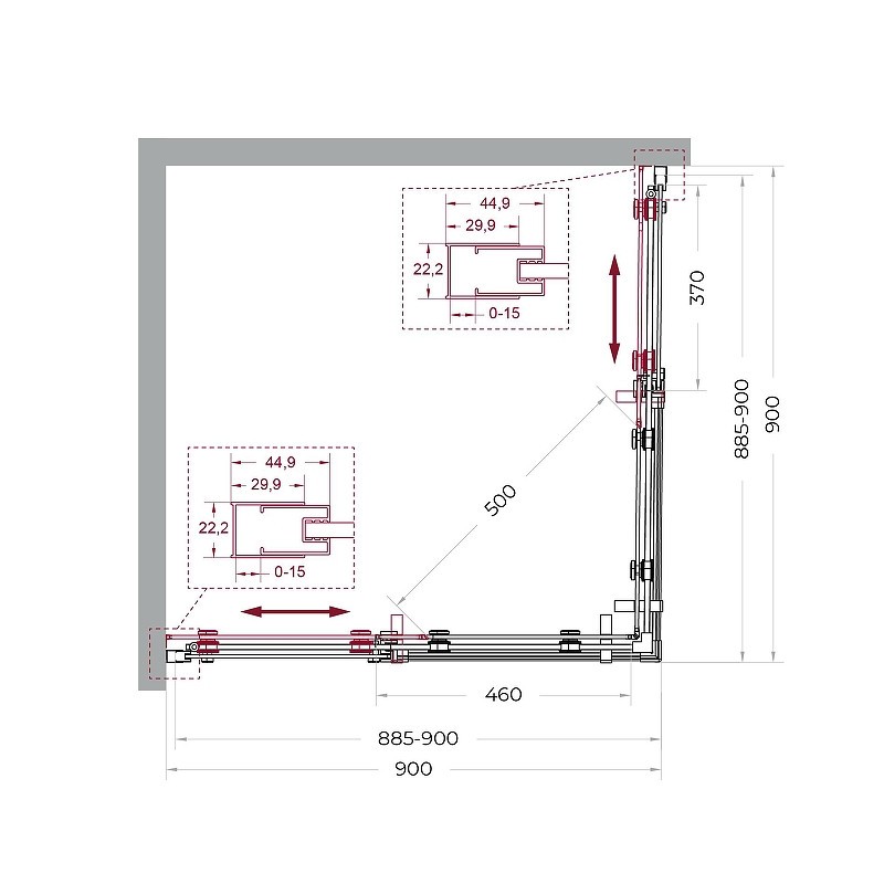 Душевой уголок BelBagno Marino 2 90x90 MARINO-2-A-2-90-C-CR