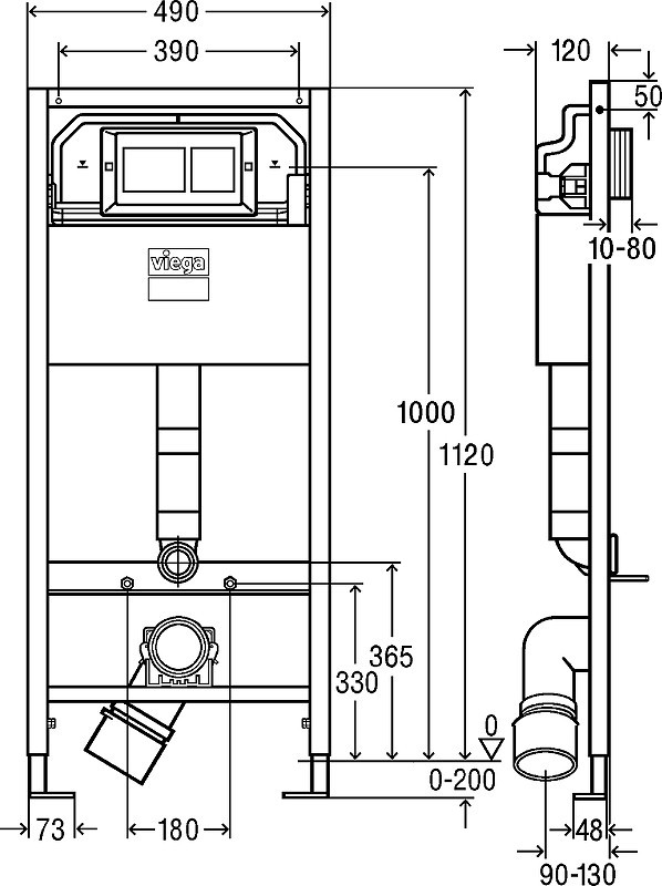 Комплект унитаза BelBagno Uno BB3105CHR/SC с инсталляцией Viega Prevista Dry 8524.14 792596
