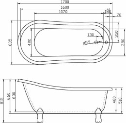 Акриловая ванна BelBagno 170x80 BB04