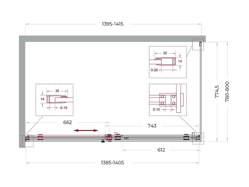 Душевой уголок BelBagno Soft Close-2 140x80 SOFT_CLOSE-2-AH-1-140/80-C-Cr