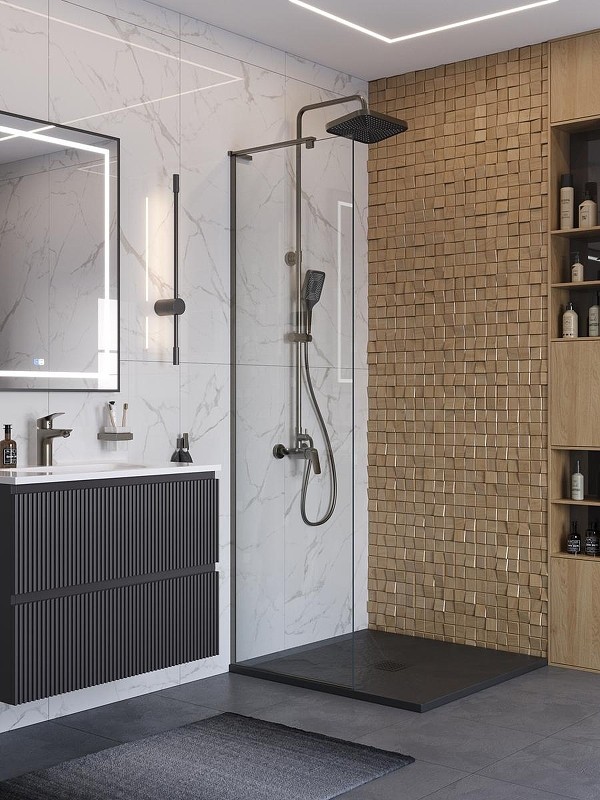 Душевая перегородка BelBagno Uno 60 UNO-L-1-TB-60-C-GM