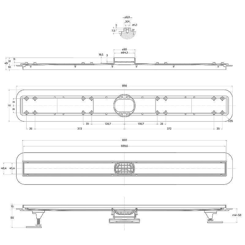 душевой лоток BelBagno Luce BB-LD-LUCE-90-NERO