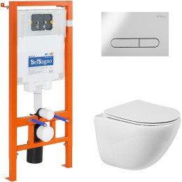Комплект унитаза с инсталляцией BelBagno Amanda BB051CHR/BB051SC/BB002-80/BB005-PR-CHROME