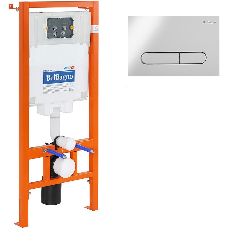 Комплект унитаза с инсталляцией BelBagno Amanda BB051CHR/BB051SC/BB002-80/BB005-PR-CHROME