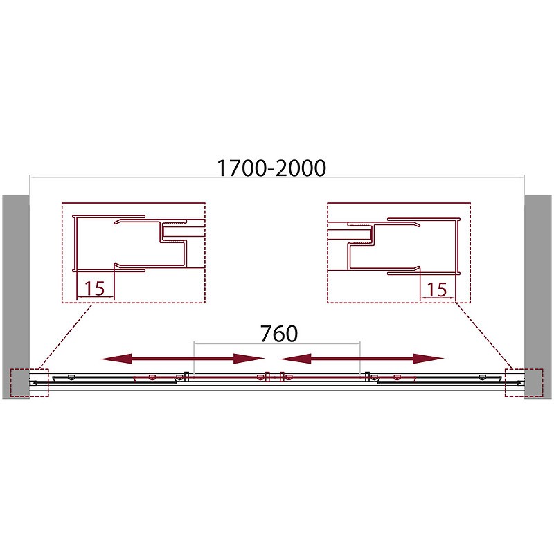 Душевая дверь BelBagno Unique 200 UNIQUE-BF-2-170/200-P-Cr