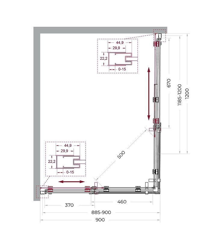 Душевой уголок BelBagno Marino 2 120x90 MARINO-2-AH-2-120/90-C-CR