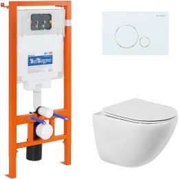 Комплект унитаза с инсталляцией BelBagno Amanda BB051CHR/BB051SC/BB002-80/BB014-SR-BIANCO