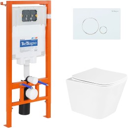 Комплект унитаза с инсталляцией BelBagno Due BB3103CHR/SC/BB002-80/BB014-SR-BIANCO